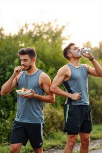 Deux sportifs se préparant avant une séance de running matinale