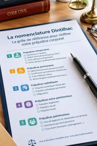 La nomenclature Dintilhac sert de grille de référence pour évaluer chaque poste de préjudice après un accident, un repère essentiel avant de signer une offre
