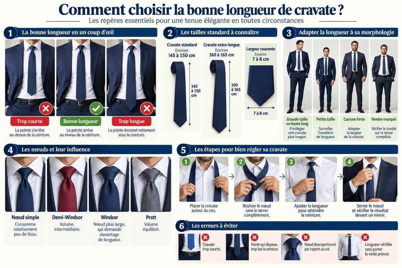 Infographie sur la bonne taille de cravate